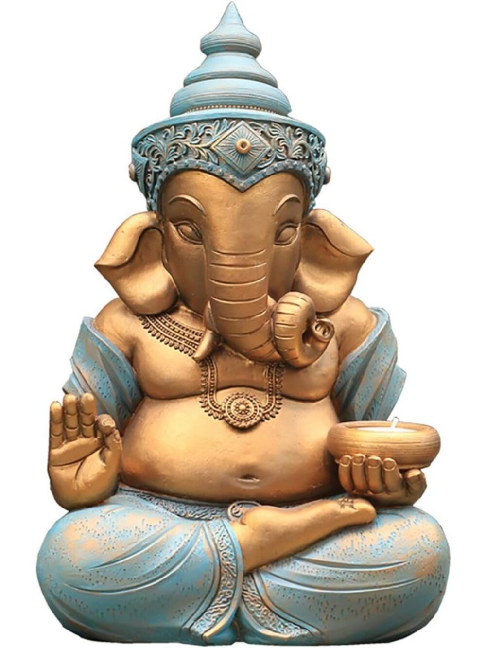 Large 12.6" Ganesh Statue - Outdoor Garden Decor with Tealight Holder